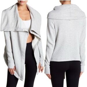 Zella Women's Gray Open Front high low Sweater cross over snap size Large